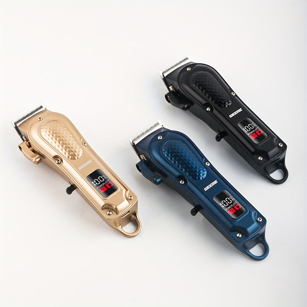 WEEME Professional Hair Clippers Set, 4-Position Limiting Comb, LCD Display, USB Rechargeable, 36V Voltage, 1500mAh Battery, Black/Blue/Golden Options, Men's Grooming Tool
