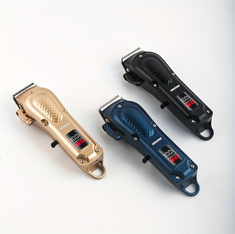 WEEME Professional Hair Clippers Set, 4-Position Limiting Comb, LCD Display, USB Rechargeable, 36V Voltage, 1500mAh Battery, Black/Blue/Golden Options, Men's Grooming Tool