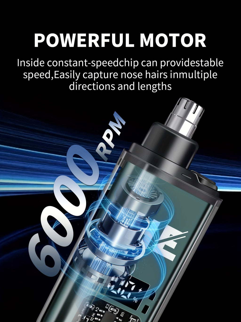 HIENA Portable Electric Nose Hair Trimmer with Digital Display - USB Rechargeable, Lithium Battery, Men's Grooming Tool