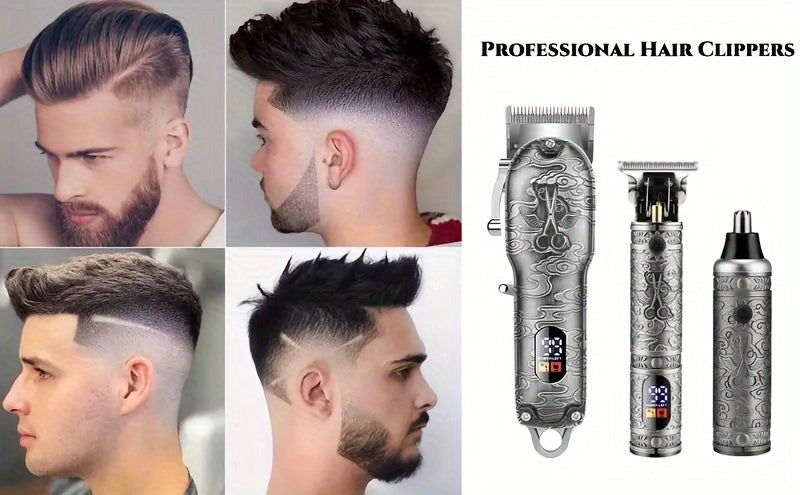 ProMaster Cordless Barber Kit - Rechargeable Men's Grooming Set for Hair, Beard, and Nose Trimming with T-Blade Trimmer, Three Types of Clippers, and Advanced Cutting Technology for a Perfect Style