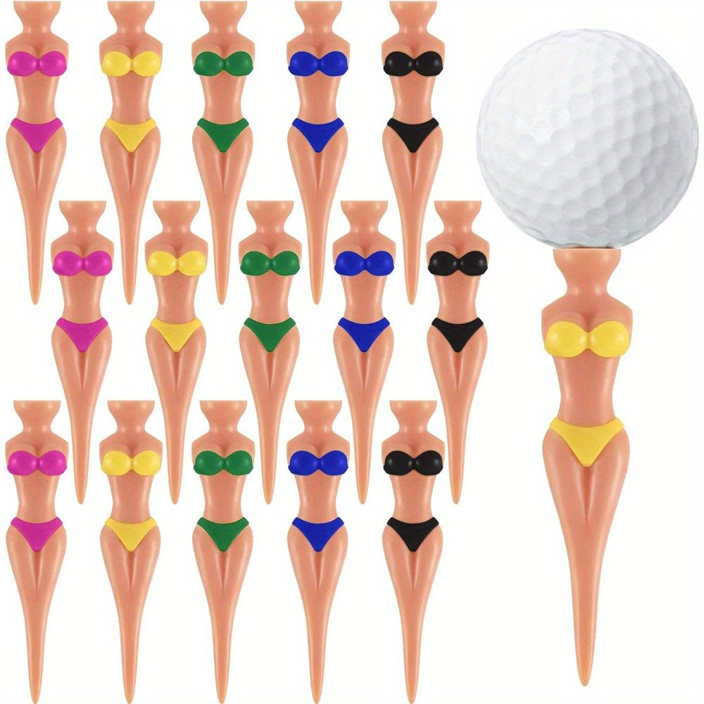 15-Pack Novelty Bikini Golf Tees, 76mm Durable PP Polypropylene, 3 Inch Fun Plastic Golf Pegs - Ideal for Golf Training Accessories & Practice Sessions