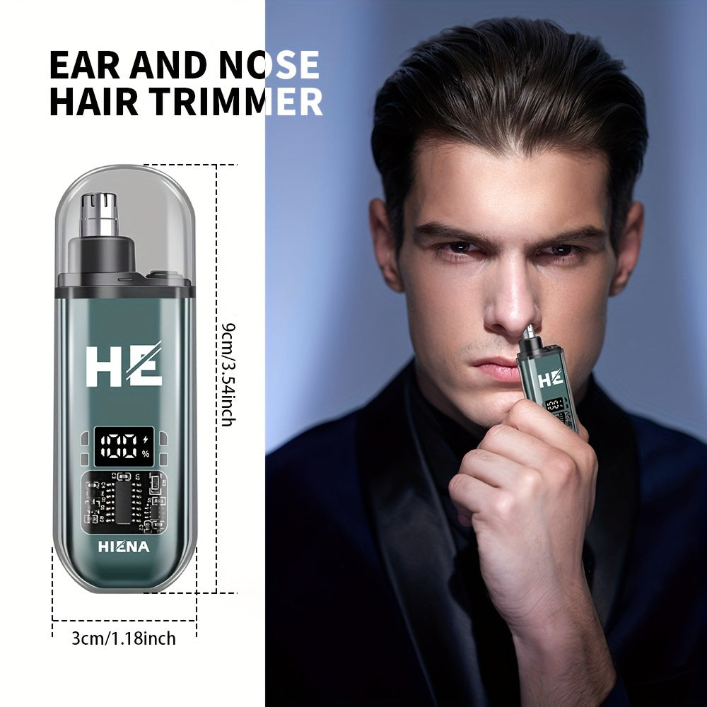 HIENA Portable Electric Nose Hair Trimmer with Digital Display - USB Rechargeable, Lithium Battery, Men's Grooming Tool