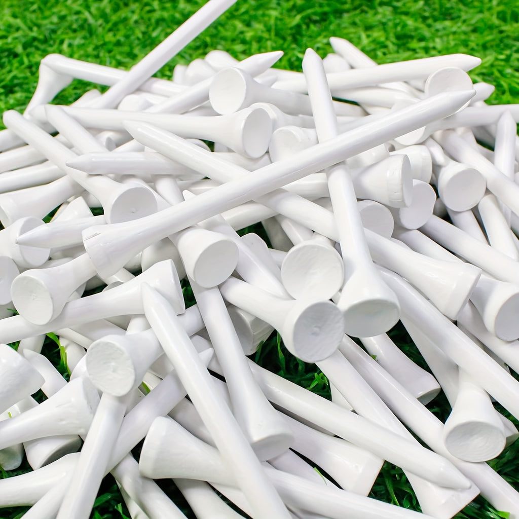 100pcs Premium White Wooden Golf Tees - 3-1/8" Durable & Smooth, Ideal for Enhanced Gameplay, Golf Gameplay Enhancement|Traditional Golf Tees|Smooth Texture, Wooden Tee Design