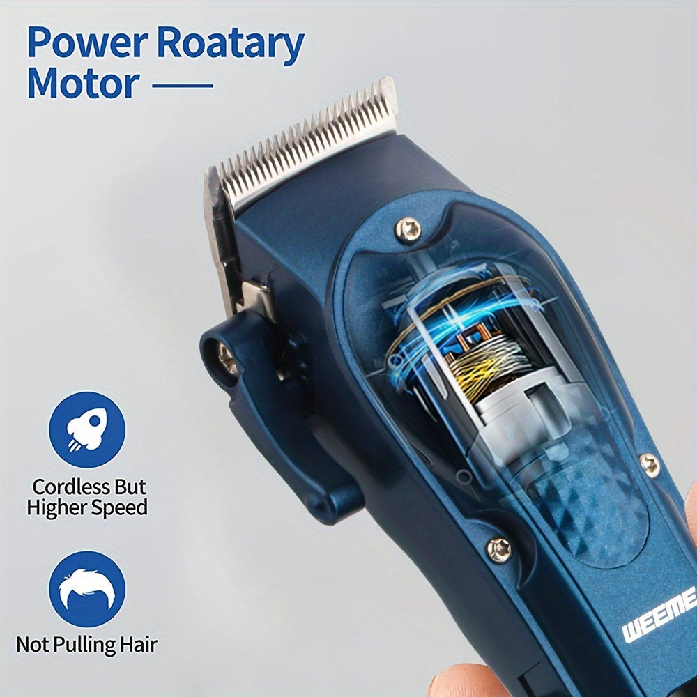 WEEME Professional Hair Clippers Set, 4-Position Limiting Comb, LCD Display, USB Rechargeable, 36V Voltage, 1500mAh Battery, Black/Blue/Golden Options, Men's Grooming Tool