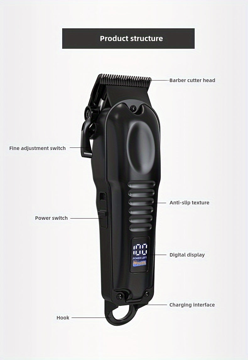 3-in-1 Professional Men's Grooming Kit: Wireless Hair Clipper, Trimmer & Electric Foil Shaver with LED Display - USB Rechargeable, Perfect for Home, Travel & Barbershops