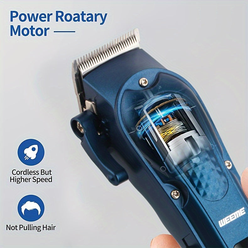 WEEME Professional Hair Clippers Set, 4-Position Limiting Comb, LCD Display, USB Rechargeable, 36V Voltage, 1500mAh Battery, Black/Blue/Golden Options, Men's Grooming Tool