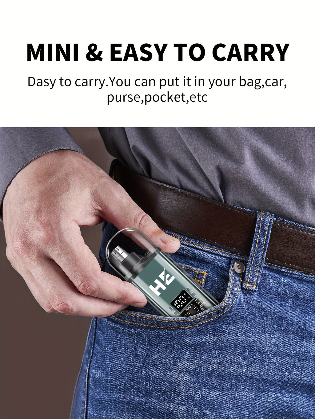 HIENA Portable Electric Nose Hair Trimmer with Digital Display - USB Rechargeable, Lithium Battery, Men's Grooming Tool