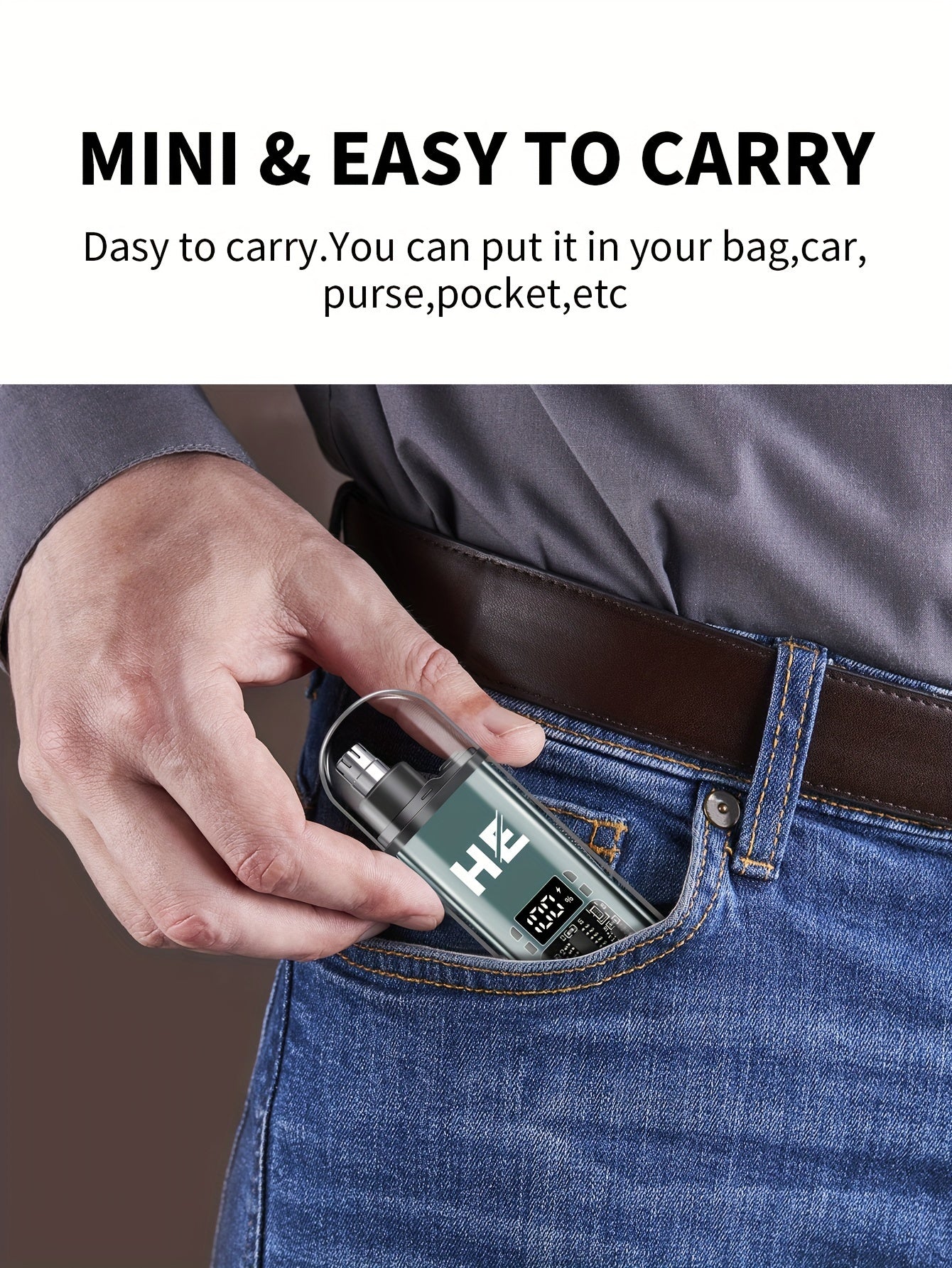 HIENA Portable Electric Nose Hair Trimmer with Digital Display - USB Rechargeable, Lithium Battery, Men's Grooming Tool