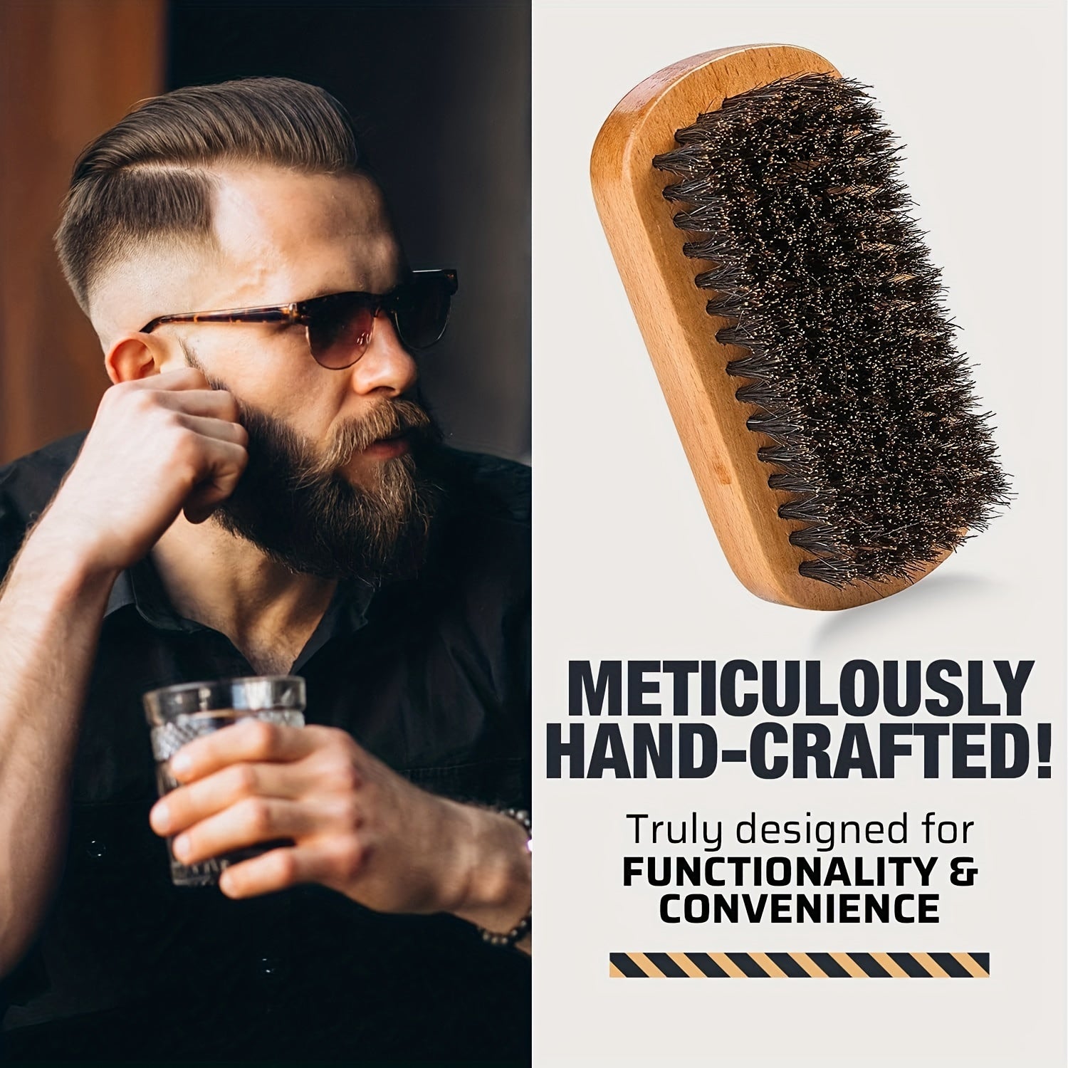 Wooden Beard and Comb Set for Men - Perfect for Beards Head Hair and Mustaches Men's Grooming Kit for Styling, contain Wooden Comb, Beard Brush, Small Scissors & More for Better Hair Care, Father's Day, Christmas, Halloween,