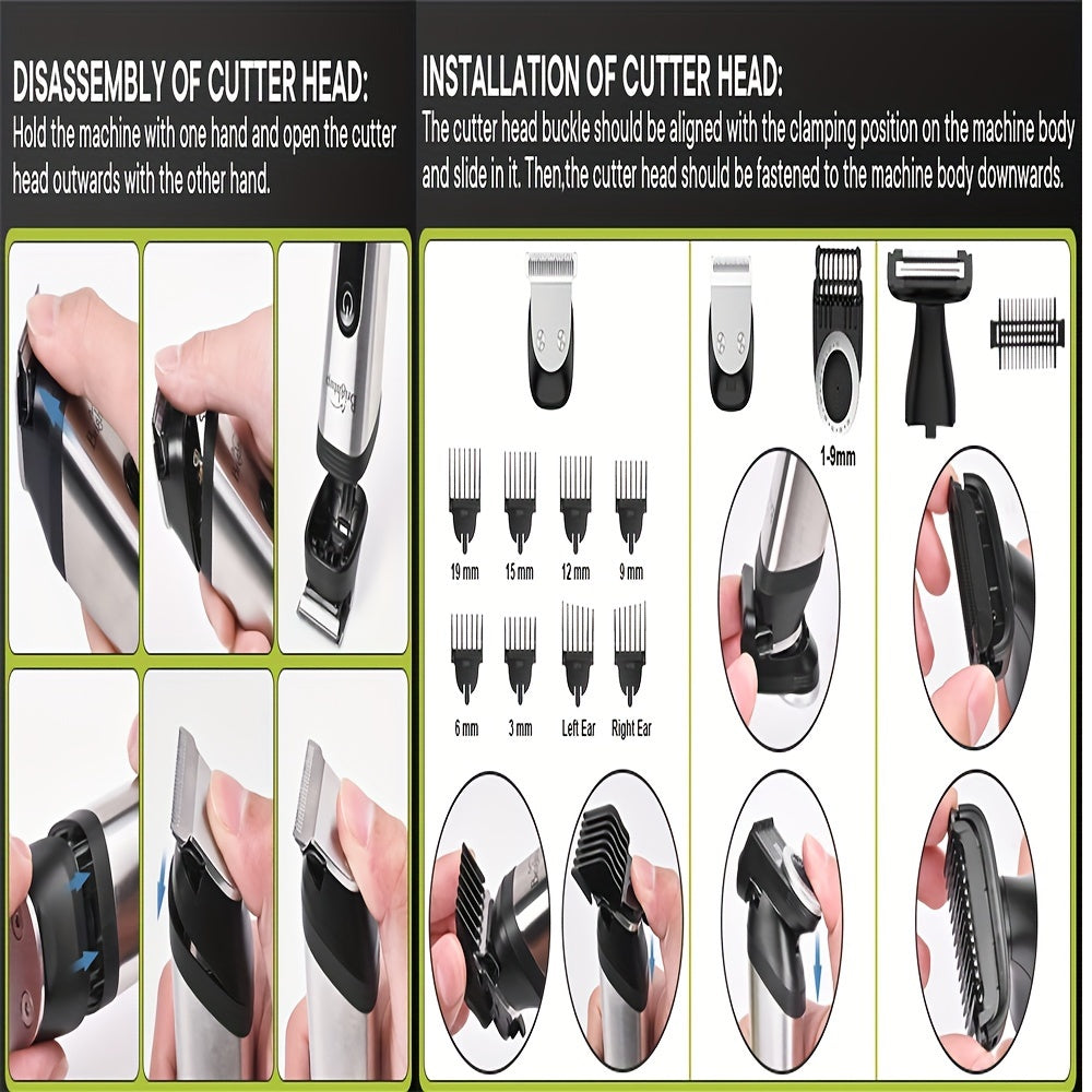 Men's Grooming Kit With Beard Trimmer, Hair Clipper, All-in-one Beard Grooming Set, Electric Shaver For Beard, Face, Nose, Body, And Groin, Perfect As A Gift For Men