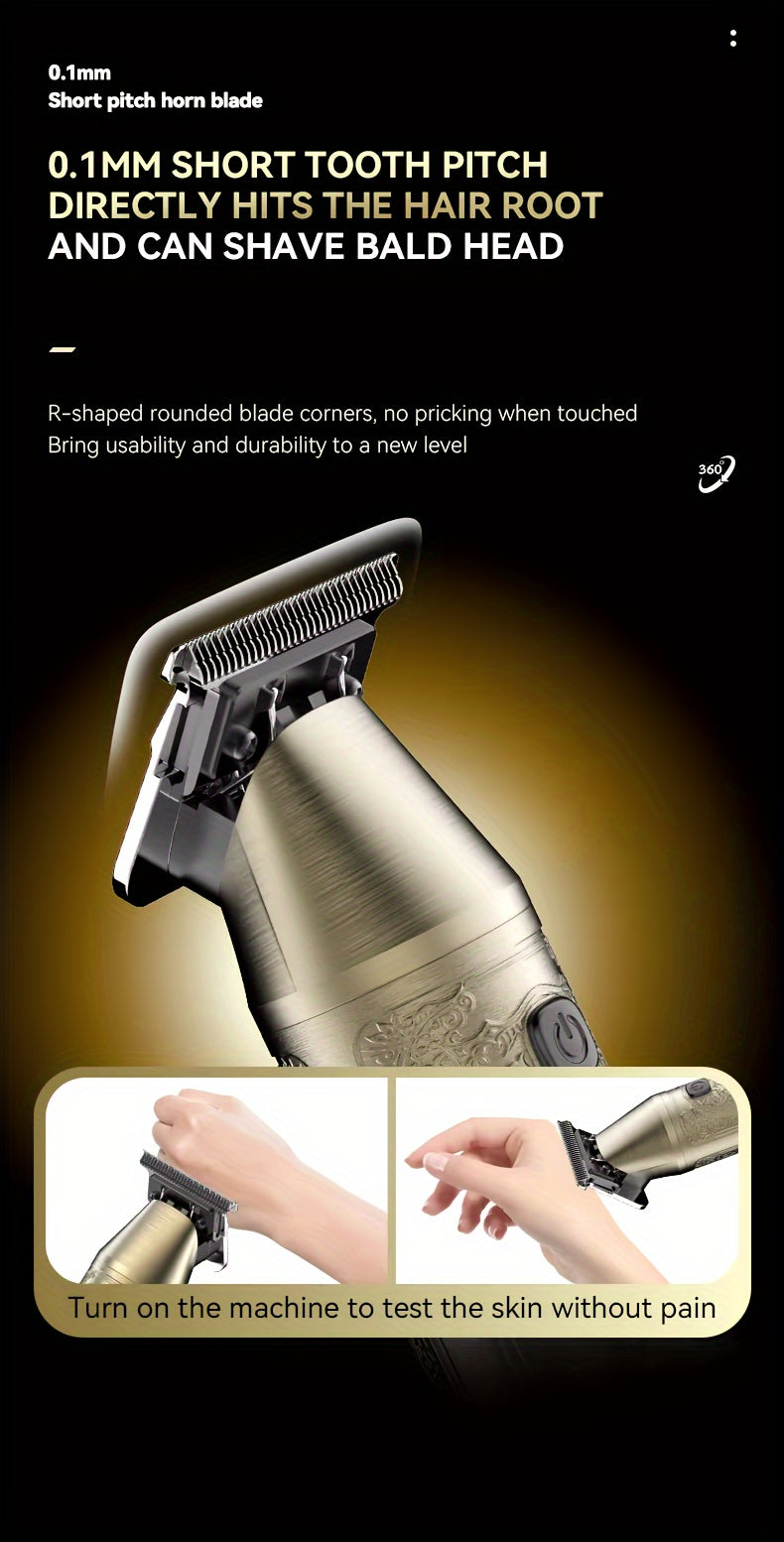 Kemei 3 Pcs/1 Set Men's Professional Cordless Barber And Beard Trimmer Set Men's Grooming Set LED Display Perfect Holiday Gift For Home, Hair Salon