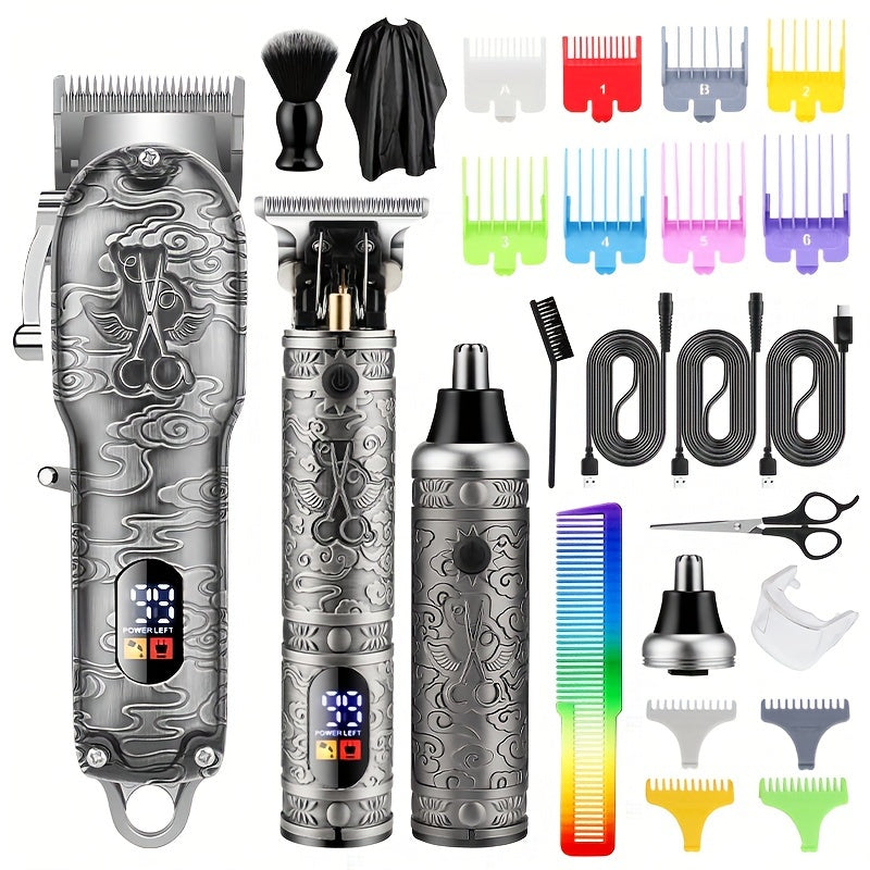 ProMaster Cordless Barber Kit - Rechargeable Men's Grooming Set for Hair, Beard, and Nose Trimming with T-Blade Trimmer, Three Types of Clippers, and Advanced Cutting Technology for a Perfect Style