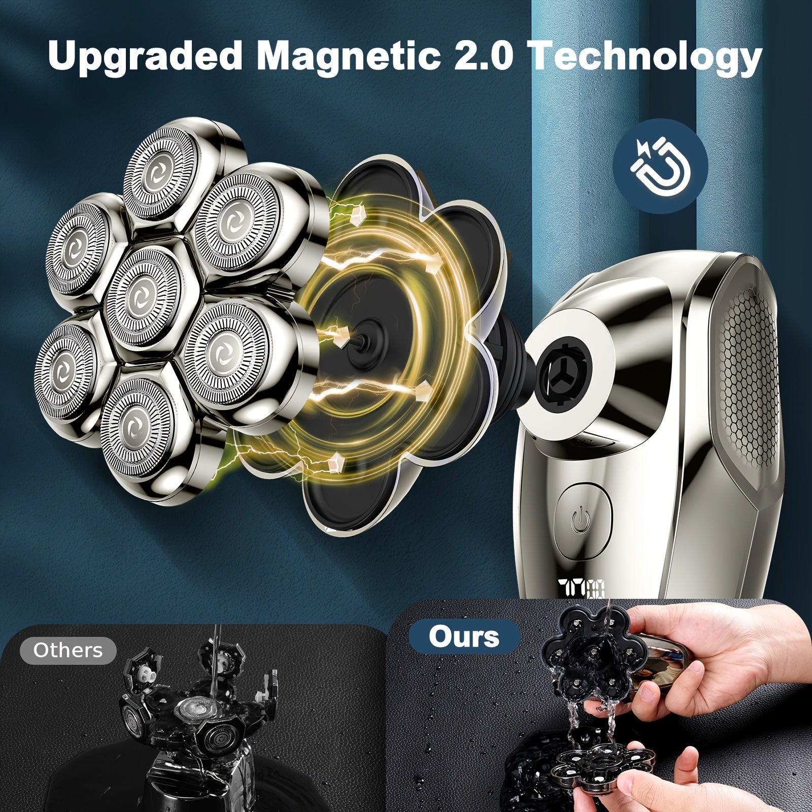 7D Head Shaver For Bald Men, Upgrade 5 In 1 Electric Razor Men's Grooming Kit, Detachable Anti-Pinch Head Shaver For Bald Men, LED Display Type-C Charge Head Shaver, Gifts For Men, Father's Day Gift