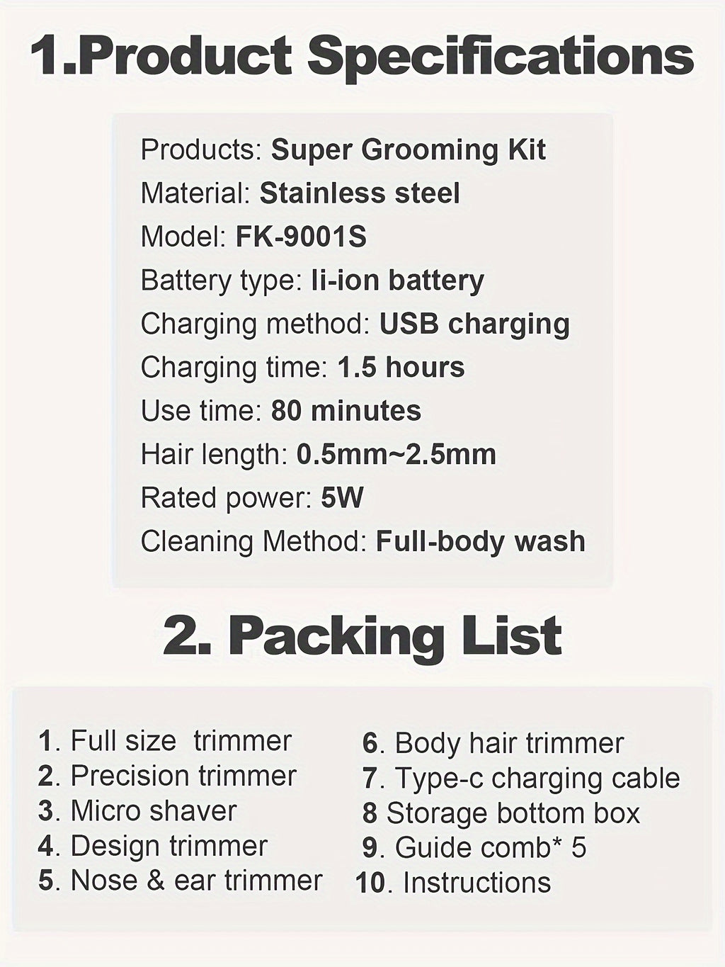 10-in-1 Men's Grooming Kit - Cordless Beard Trimmer, Hair Clippers, Body & Nose Hair Trimmer with Precision Blades, USB Rechargeable, 600mAh Lithium Battery, Includes Charging Stand - Ideal Gift for Him, Barber Accessories