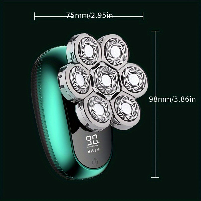 Supreme 7D Rotary Mens Grooming Kit - Advanced Shaver, Trimmer, Nose Hair Clipper, Facial Scraper, Cleansing Brush, USB Rechargeable, Bald Head Razor - Perfect Fathers Day Gift