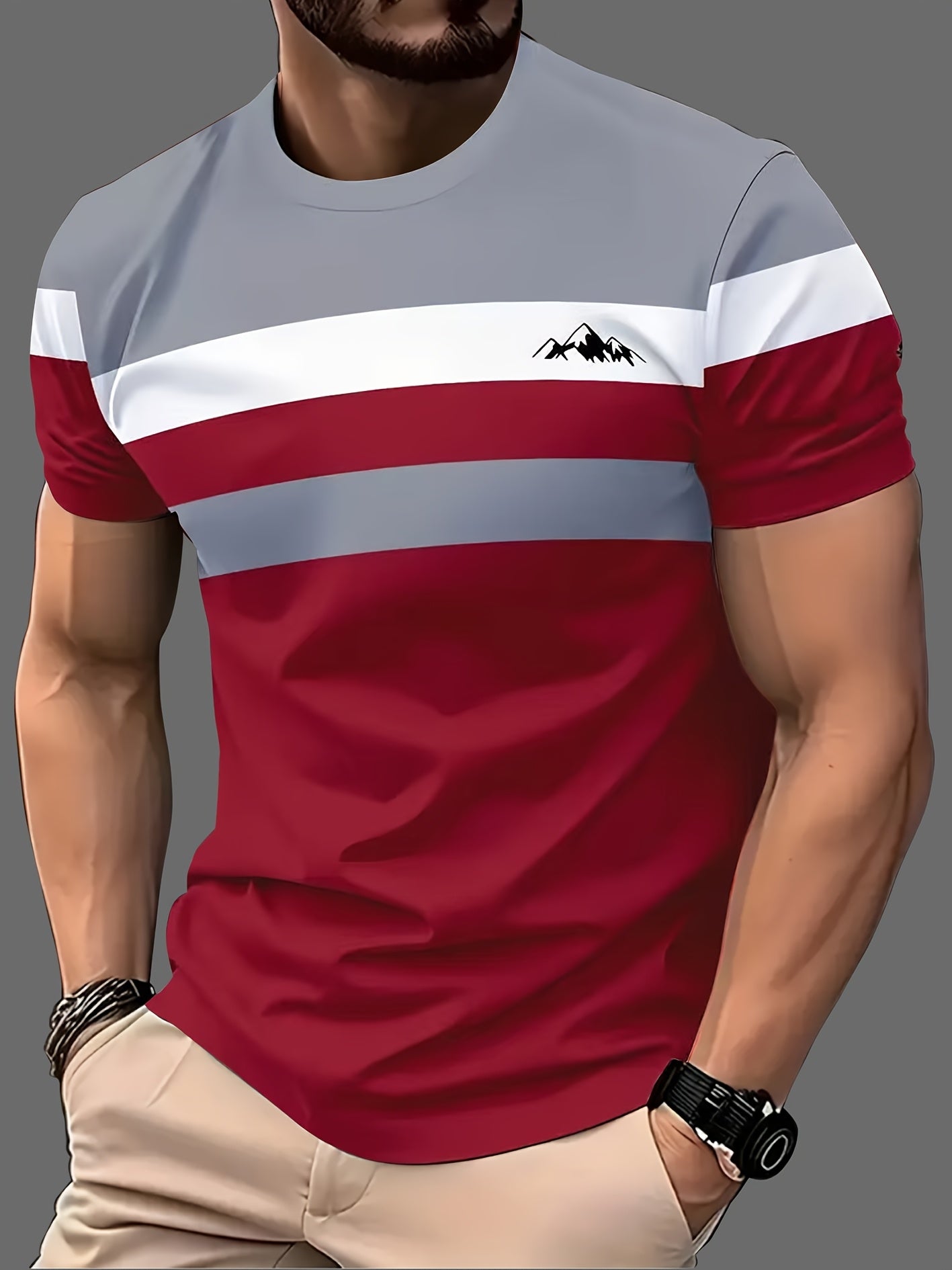 Set of 5 Stylish 3D Digital Print Striped Men'S T-Shirts
