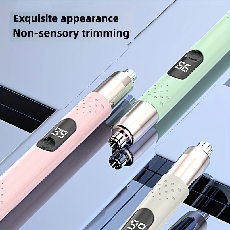 Mini portable nasal hair trimmer, USB charging design, digital display touch operation. Painless and highly efficient trimming, a must-have for Men's grooming.