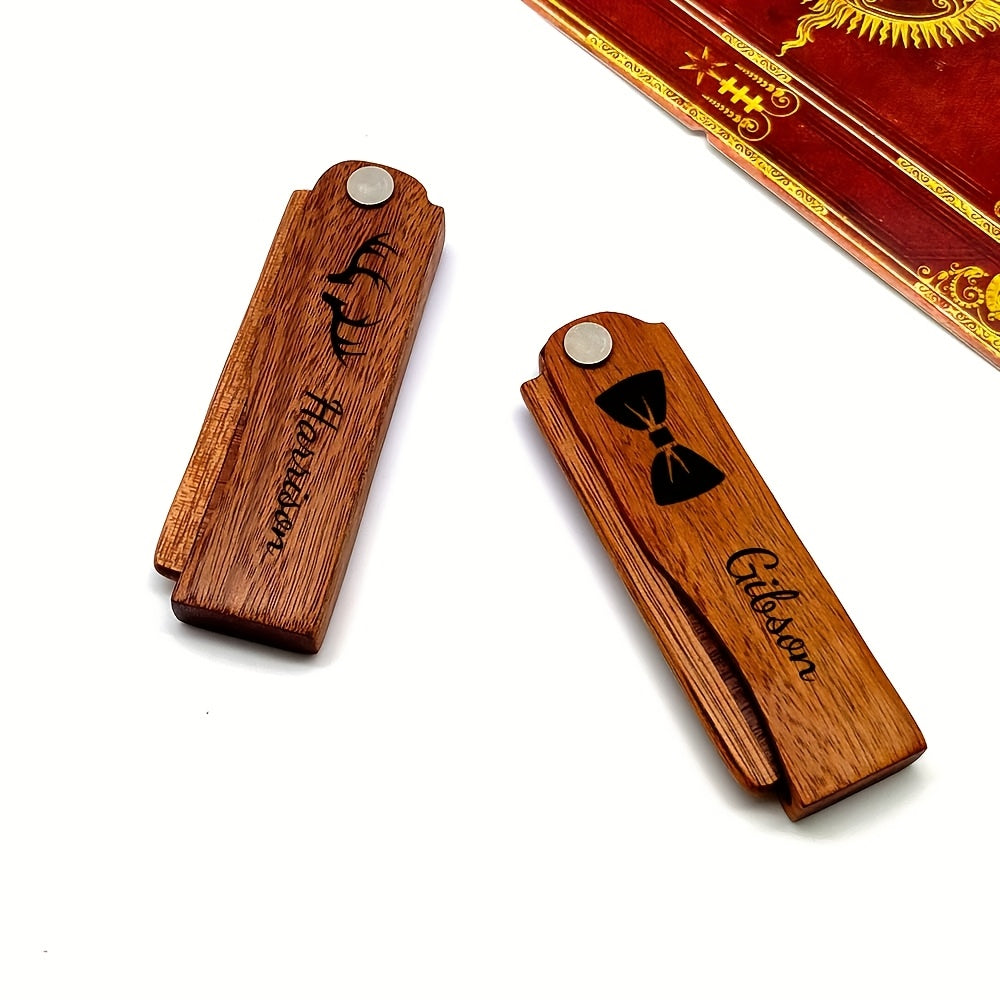 Personalized Wooden Beard Comb - Foldable Men'S Grooming Gift with Engraved Name "BEN" - Durable & High-Quality Craftsmanship - Ideal for Christmas, Valentine's, Weddings, Birthdays - Perfect for Dad, Husband, Groom, Groom Ac