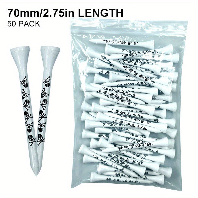 50Pcs 7cm/2.76inch, 3.8cm/1.5inch Creative Durable Skull Pattern Golf Tees