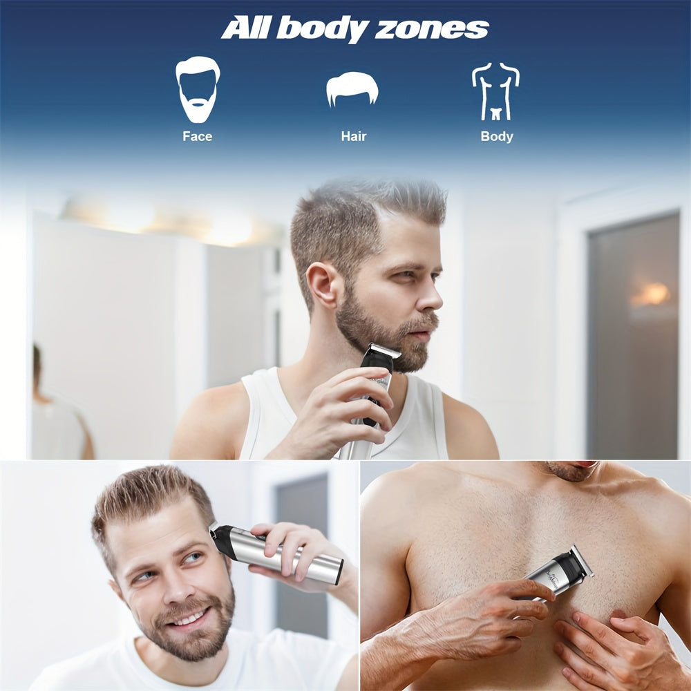 Men's Grooming Kit With Beard Trimmer, Hair Clipper, All-in-one Beard Grooming Set, Electric Shaver For Beard, Face, Nose, Body, And Groin, Perfect As A Gift For Men