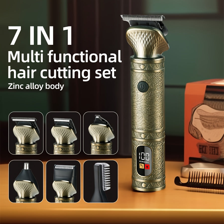 GERTZY 7-in-1 Men's Grooming Kit: Cordless Electric Razor for Trimming, Shaving & Styling - USB Rechargeable with Lithium Battery