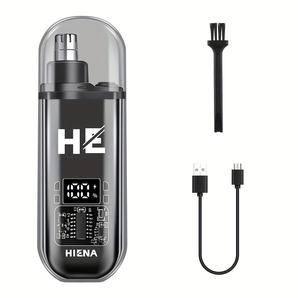 HIENA Portable Electric Nose Hair Trimmer with Digital Display - USB Rechargeable, Lithium Battery, Men's Grooming Tool