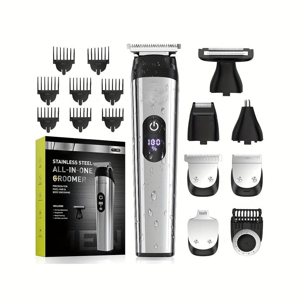 Men's Grooming Kit With Beard Trimmer, Hair Clipper, All-in-one Beard Grooming Set, Electric Shaver For Beard, Face, Nose, Body, And Groin, Perfect As A Gift For Men