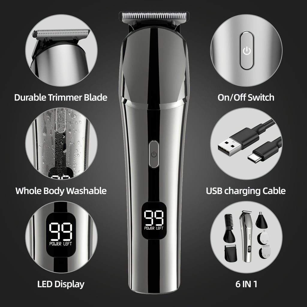 10-in-1 Men's Grooming Kit - Cordless Beard Trimmer, Hair Clippers, Body & Nose Hair Trimmer with Precision Blades, USB Rechargeable, 600mAh Lithium Battery, Includes Charging Stand - Ideal Gift for Him, Barber Accessories