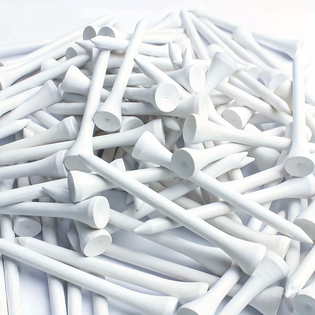 100pcs Premium White Wooden Golf Tees - 3-1/8" Durable & Smooth, Ideal for Enhanced Gameplay, Golf Gameplay Enhancement|Traditional Golf Tees|Smooth Texture, Wooden Tee Design