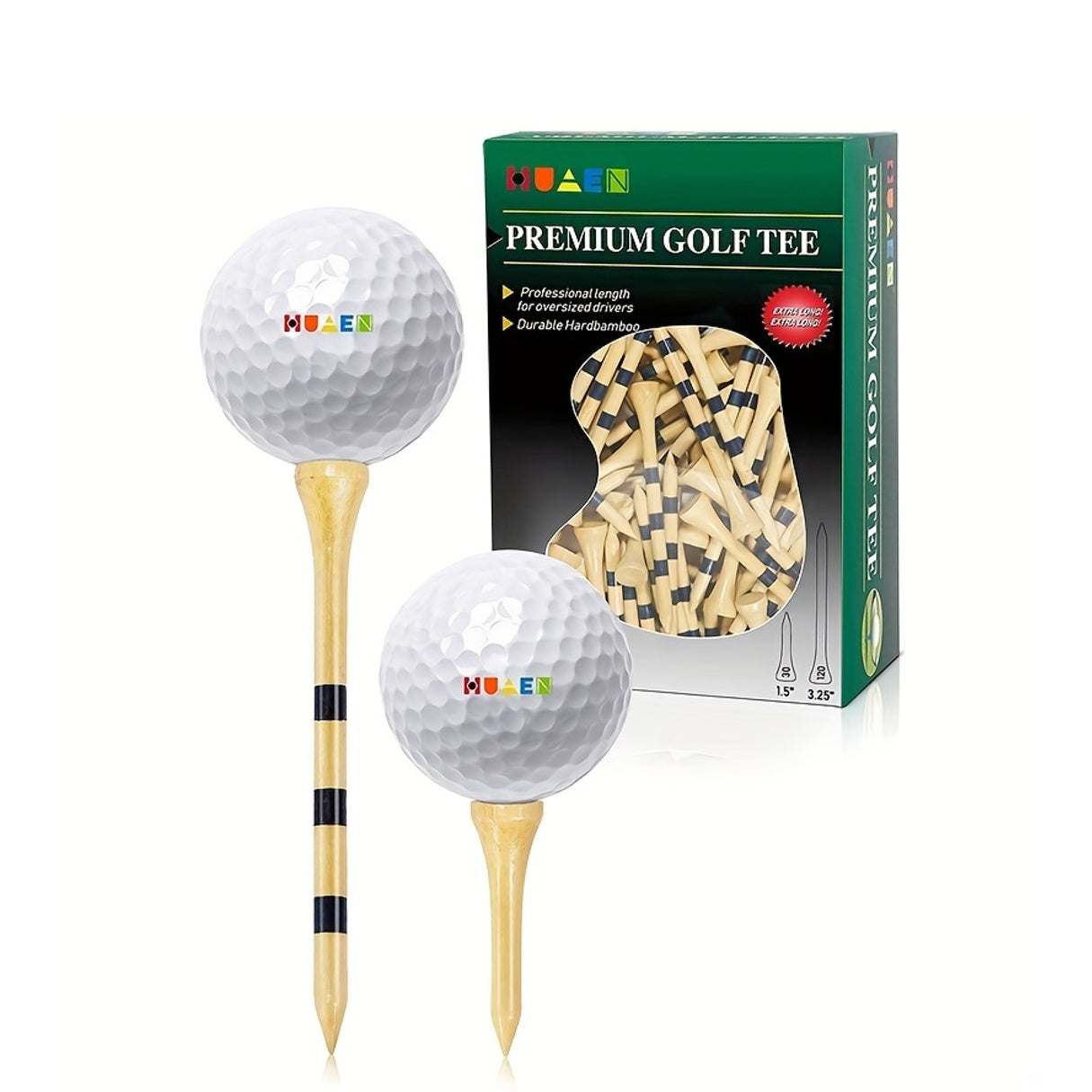 150pcs Striped Bamboo Golf Tees, Reusable Durable Reduce Friction And Side Spinning Golf Tees, Outdoor Golf Accessories