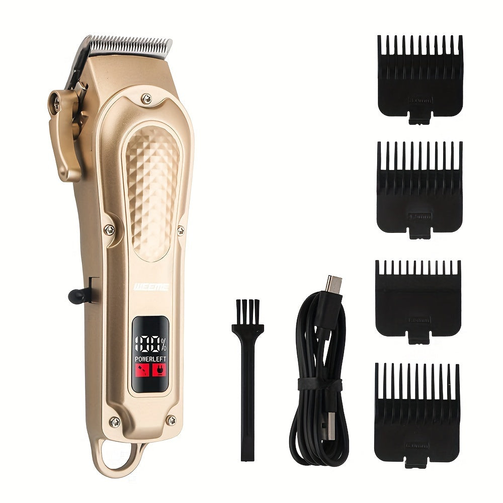 WEEME Professional Hair Clippers Set, 4-Position Limiting Comb, LCD Display, USB Rechargeable, 36V Voltage, 1500mAh Battery, Black/Blue/Golden Options, Men's Grooming Tool