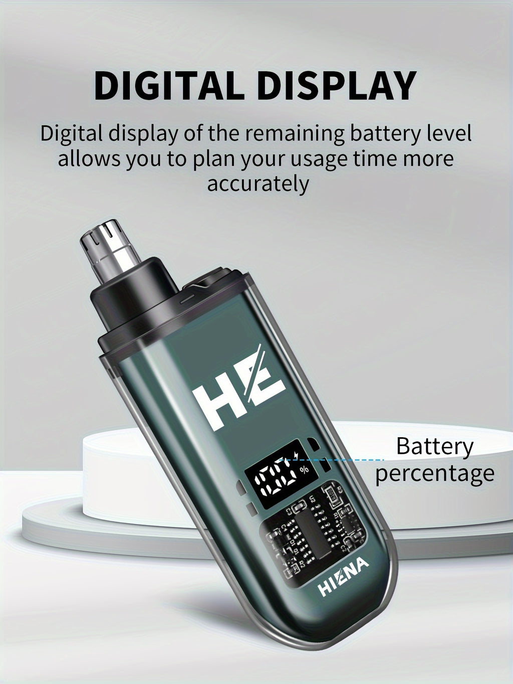 HIENA Portable Electric Nose Hair Trimmer with Digital Display - USB Rechargeable, Lithium Battery, Men's Grooming Tool