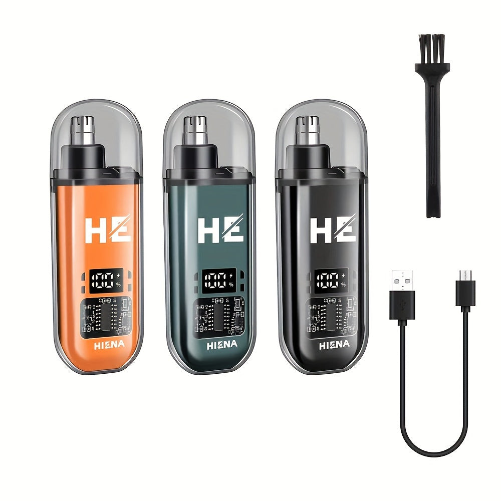 HIENA Portable Electric Nose Hair Trimmer with Digital Display - USB Rechargeable, Lithium Battery, Men's Grooming Tool
