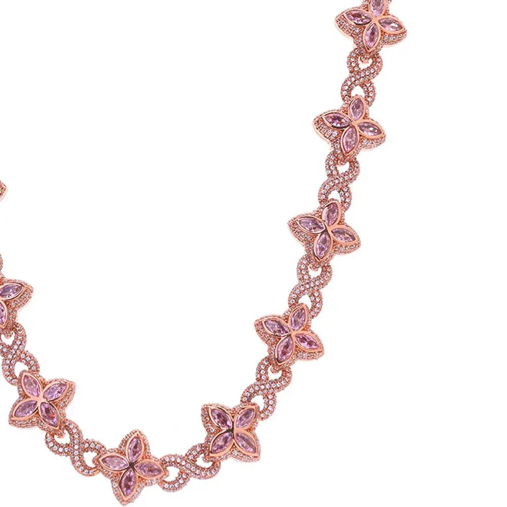 NUOYA Luxury Silver Plated Cuban Pants Chain Iced Out Flower Cross Four Leaf Clover Infinity Design Diamond Hip Hop Jewelry