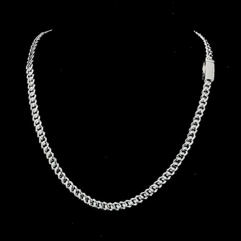 6MM 925 Sterling Silver Round Cut Moissanite Diamond Cuban Chain Necklace Iced Out Statement Gift for Hip Hop Party Jewelry