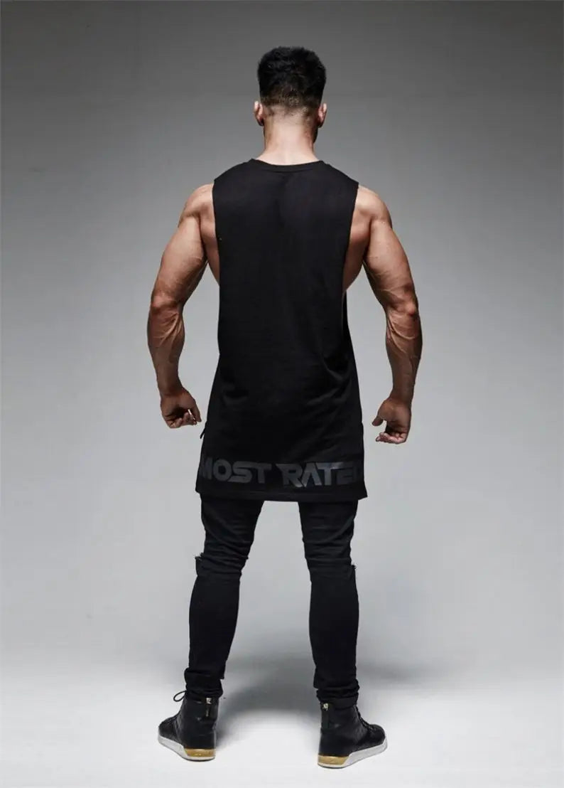 Men's Black  Casual Cotton Crew Tank Top - Julian's Menswear