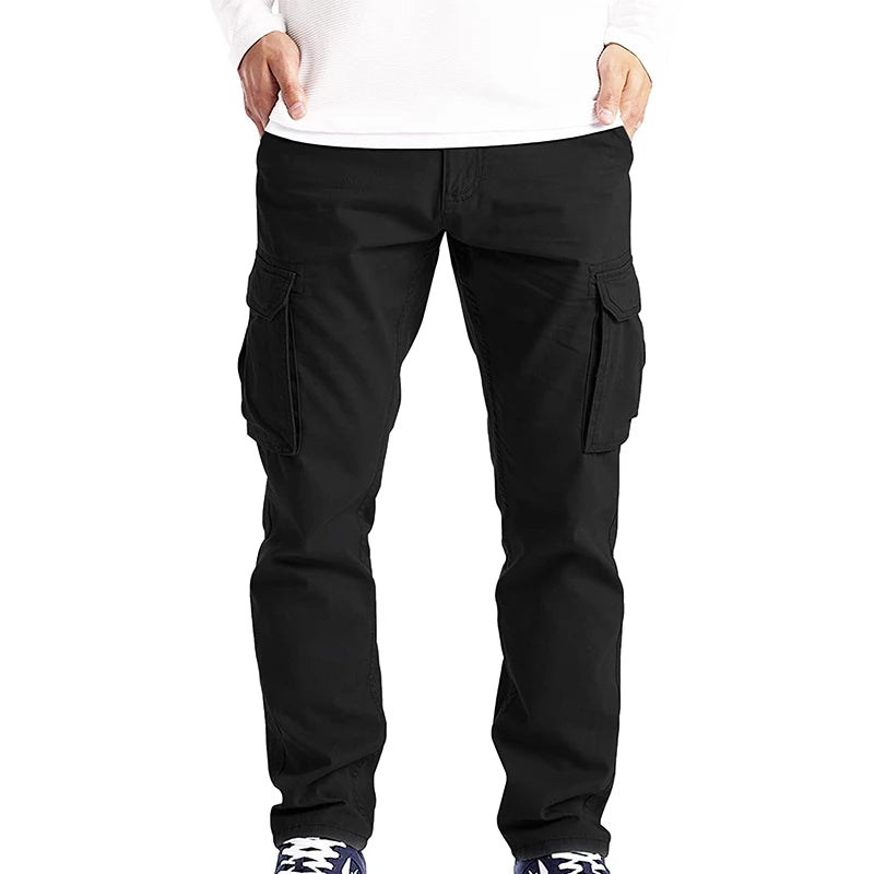 Men's Casual Black Cotton Cargo Pants
