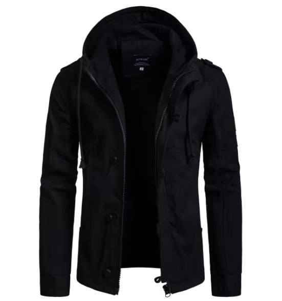 Julian's Menswear S Black Men's Casual Windproof Hooded Jacket