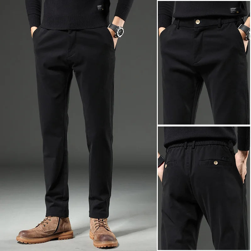 Men's Black Cotton Chino Business Pants - Julian's Menswear