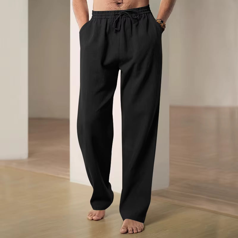 Julian's Menswear S Black Men's Casual Cotton Linen Pants Cotton Linen Pants Men