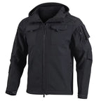 Julian's Menswear S Black Men's Hooded Waterproof Softshell Jacket with Polyester Fleece Lining - Green and Black, S to 4XL