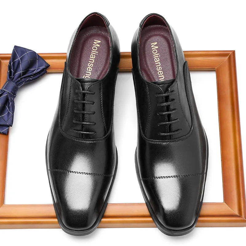 Men's Classic Black Leather Dress Shoes - Julian's Menswear