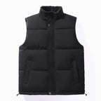 Julian's Menswear M Black Men's Windproof Padded Half-Zip Vest - Waterproof Padded Layer - White & Black, Sizes M-5XL