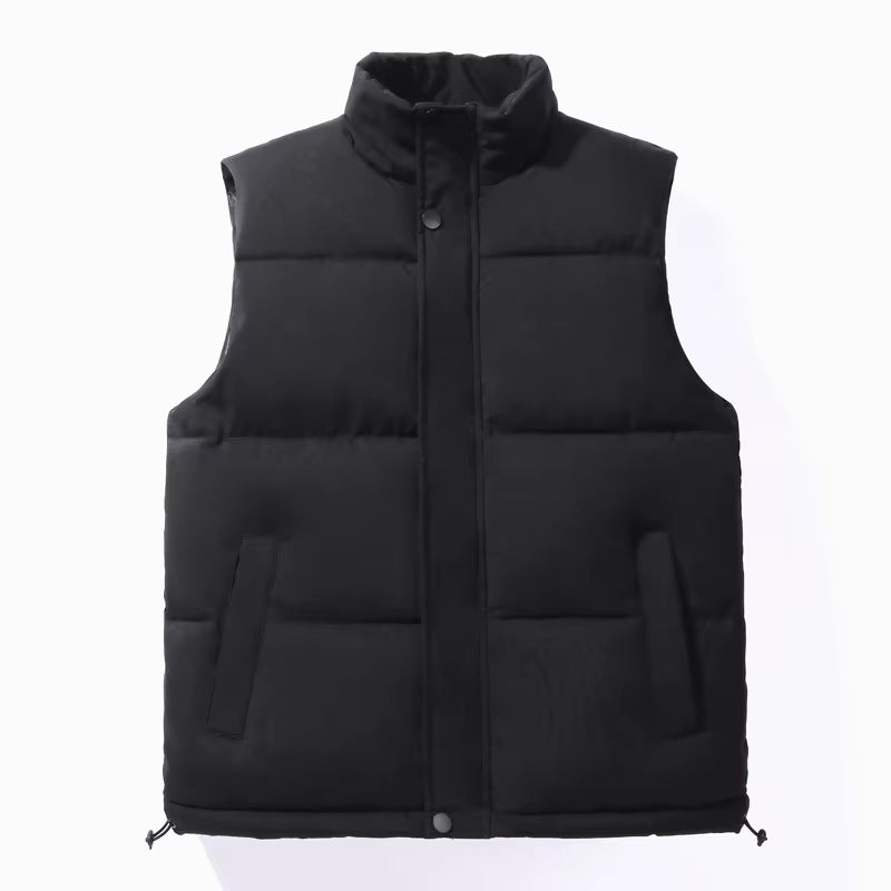 Julian's Menswear M Black Men's Windproof Padded Half-Zip Vest - Waterproof Padded Layer - White & Black, Sizes M-5XL