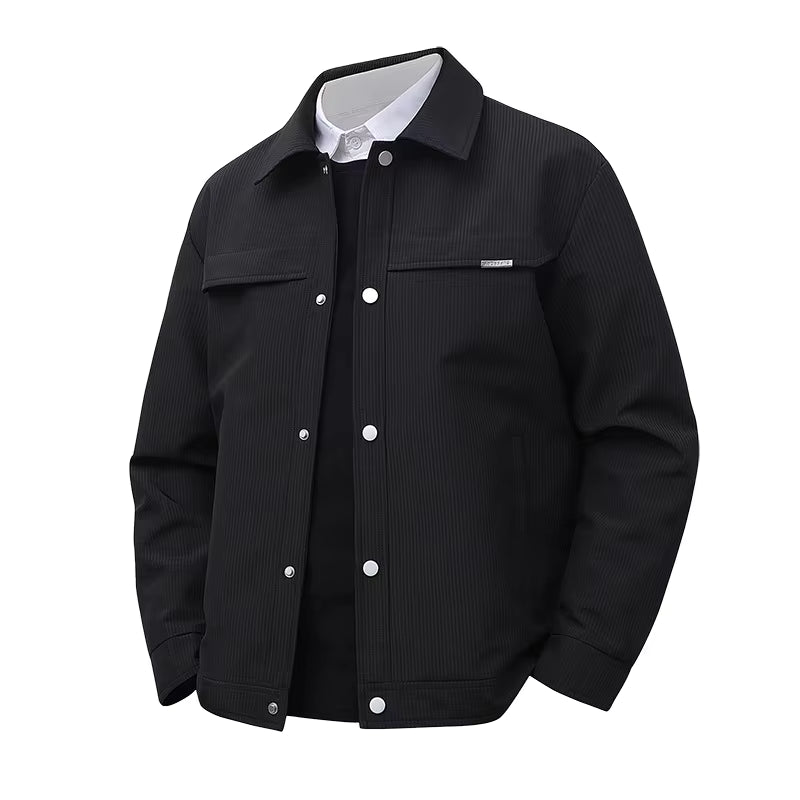 Julian's Menswear 5XL Black Men's Turn-Down Collar Jacket, Versatile Outerwear for Effortless Style - Gray/Brown/Black