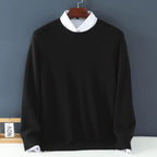 Julian's Menswear M Black Men's Cashmere O-Neck Pullover Sweater- Ultimate Comfort & Style
