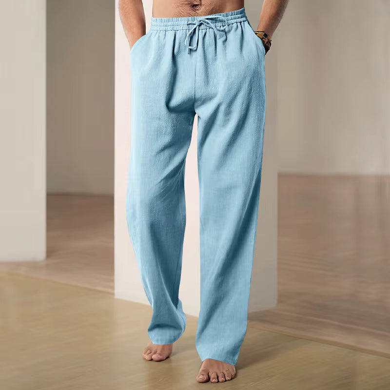 Julian's Menswear S Blue Men's Casual Cotton Linen Pants Cotton Linen Pants Men