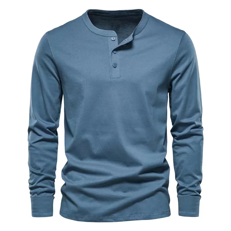Blue Casual Long Sleeve Mens Shirt 