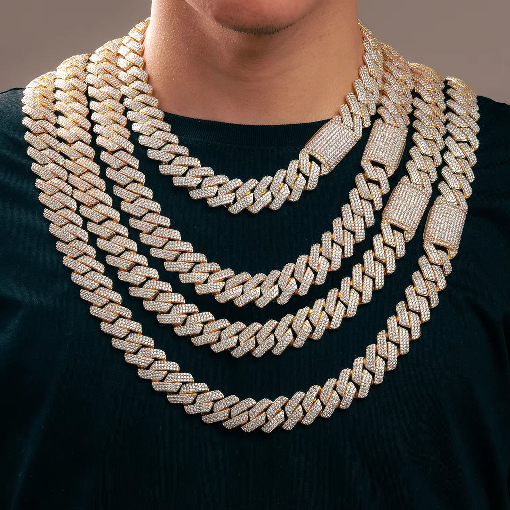 Julian's Menswear Rose Gold 20 Inches Men's Brass Cuban Link Chain Necklace