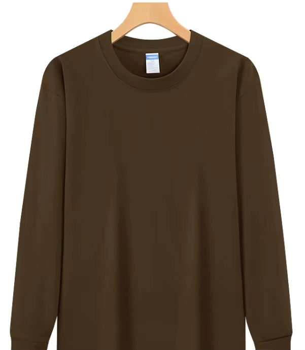 Julian's Menswear S Brown Men's 260g Cotton Long Sleeve Shirt - Breathable Cotton Shirt